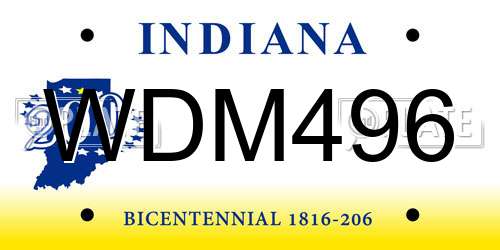 WDM496 Indiana License Plate