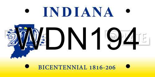 WDN194 Indiana License Plate