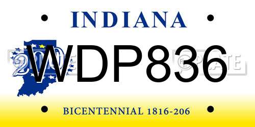 WDP836 Indiana License Plate