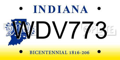 WDV773 Indiana License Plate