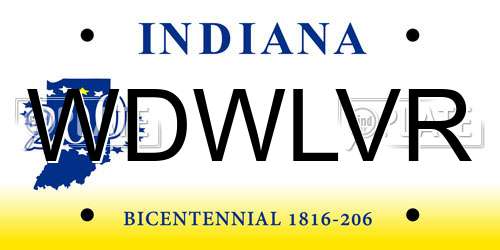 WDWLVR Indiana License Plate