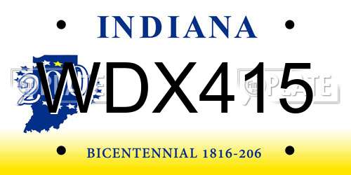 WDX415 Indiana License Plate