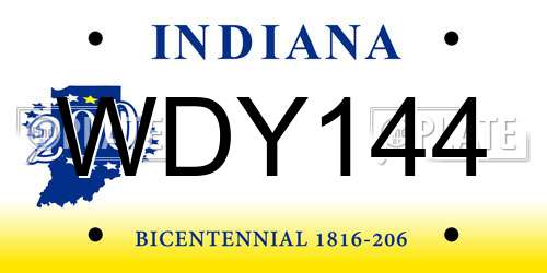 WDY144 Indiana License Plate