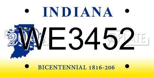 WE3452 Indiana License Plate