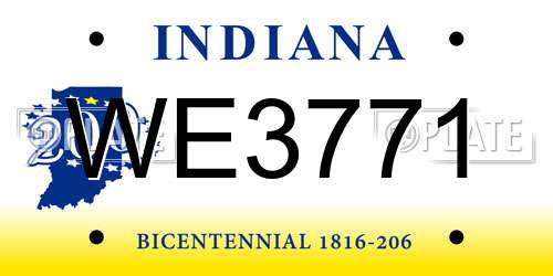 WE3771 Indiana License Plate