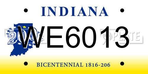 WE6013 Indiana License Plate
