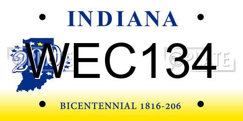 WEC134 Indiana License Plate