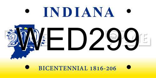 WED299 Indiana License Plate