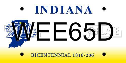 WEE65D Indiana License Plate