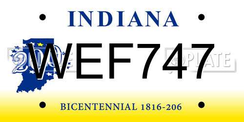 WEF747 Indiana License Plate