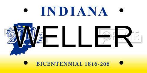 WELLER Indiana License Plate
