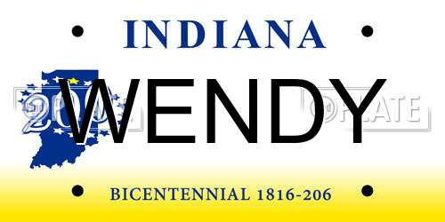 WENDY Indiana License Plate