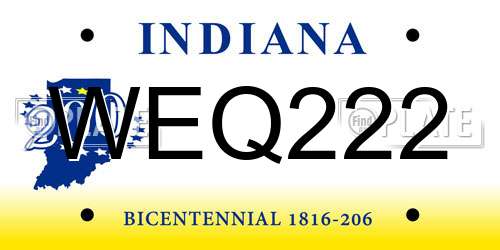 WEQ222 Indiana License Plate
