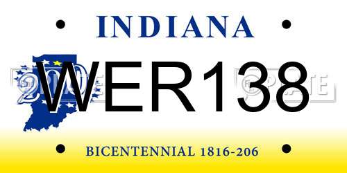 WER138 Indiana License Plate