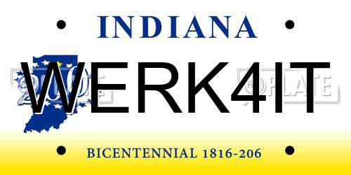 WERK4IT Indiana License Plate