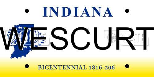 WESCURT Indiana License Plate