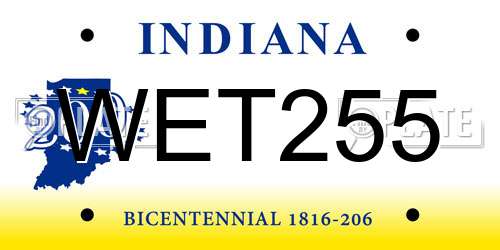 WET255 Indiana License Plate
