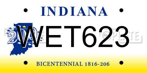 WET623 Indiana License Plate