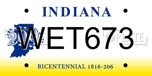 WET673 Indiana License Plate