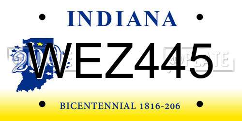 WEZ445 Indiana License Plate