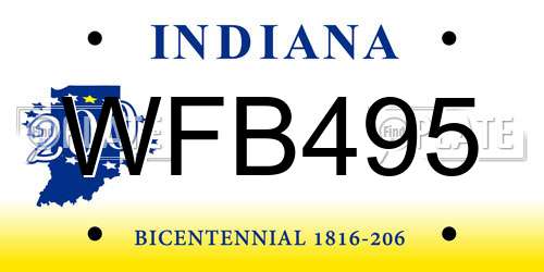 WFB495 Indiana License Plate