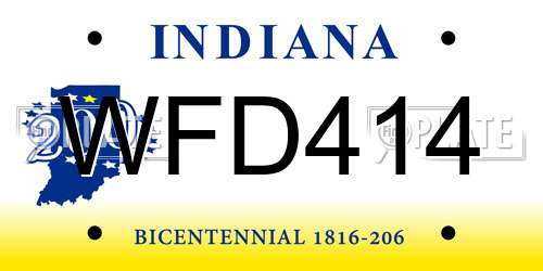 WFD414 Indiana License Plate