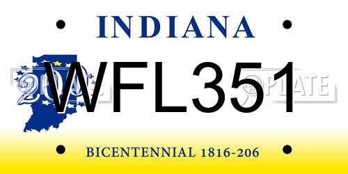 WFL351 Indiana License Plate