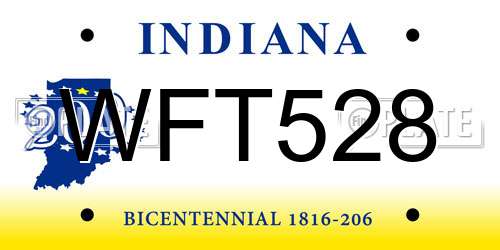 WFT528 Indiana License Plate