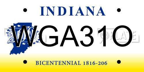 WGA31O Indiana License Plate