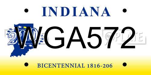 WGA572 Indiana License Plate