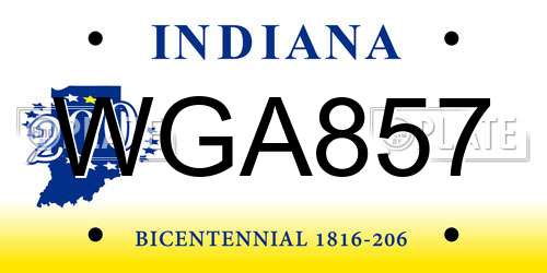 WGA857 Indiana License Plate