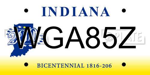 WGA85Z Indiana License Plate