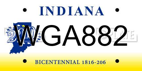 WGA882 Indiana License Plate