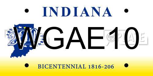 WGAE10 Indiana License Plate