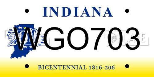 WGO703 Indiana License Plate