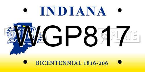WGP817 Indiana License Plate