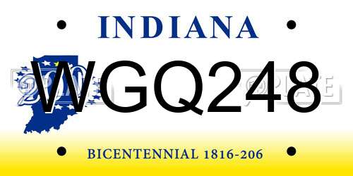 WGQ248 Indiana License Plate