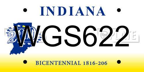 WGS622 Indiana License Plate
