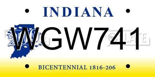 WGW741 Indiana License Plate