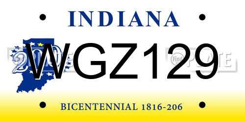 WGZ129 Indiana License Plate