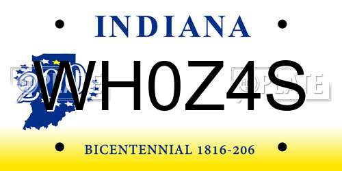 WH0Z4S Indiana License Plate
