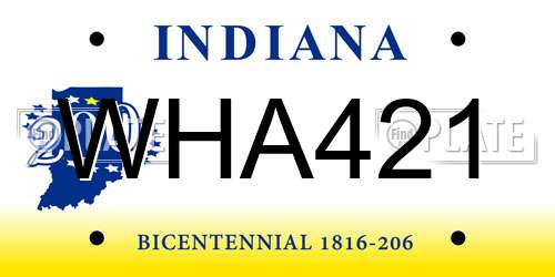 WHA421 Indiana License Plate