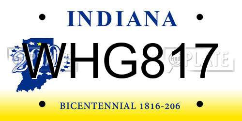 WHG817 Indiana License Plate