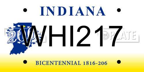 WHI217 Indiana License Plate