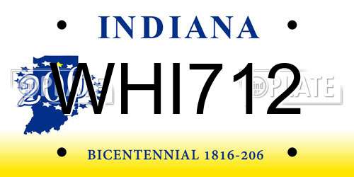 WHI712 Indiana License Plate