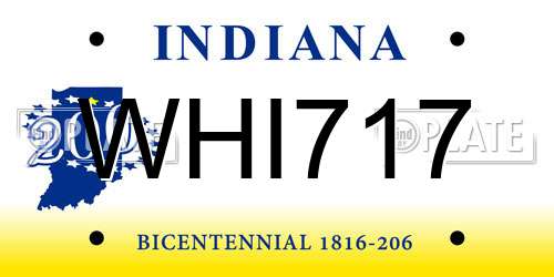 WHI717 Indiana License Plate