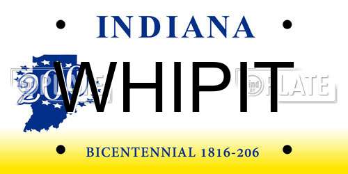 WHIPIT Indiana License Plate