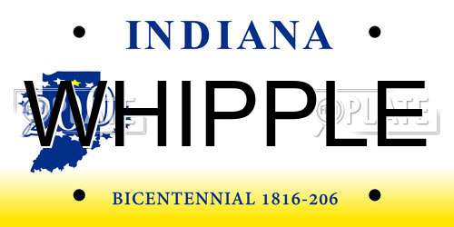 WHIPPLE Indiana License Plate