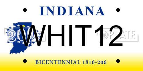 WHIT12 Indiana License Plate