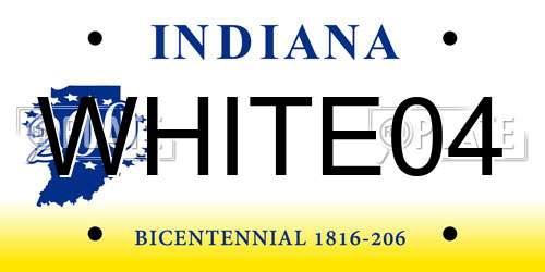 WHITE04 Indiana License Plate